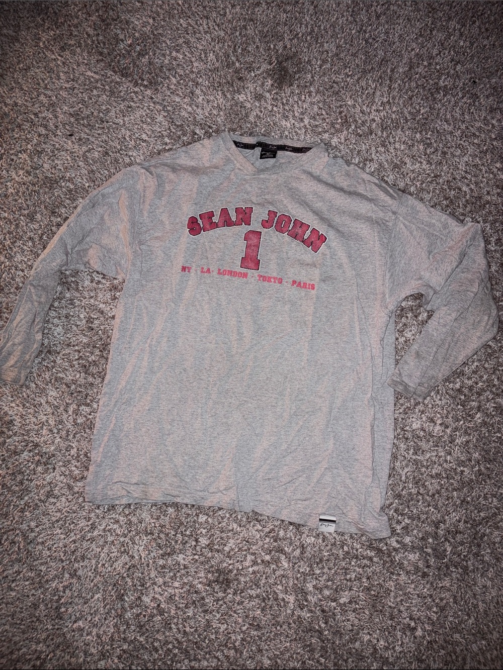 Sean John Gray Long Sleeve Tee with Red Logo